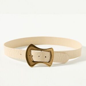 Anthropologie Beige Belt with Antique Gold-Tone Buckle - NWT